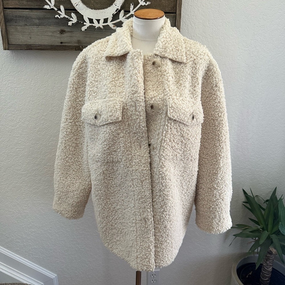 Roolee Plush Teddy Button-Front Jacket ladies size Small